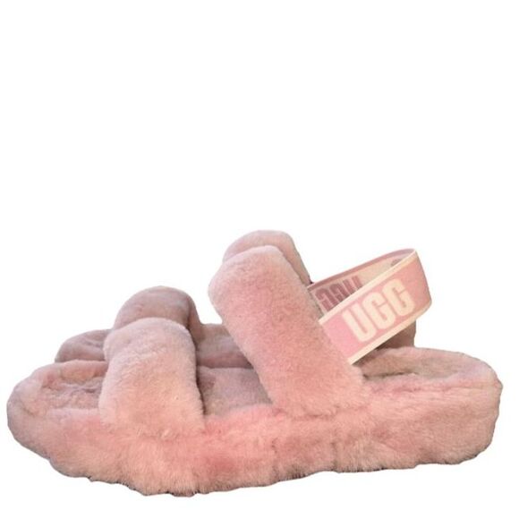 UGG Oh Yeah Slides Women’s 10 Soft Amethyst Pink Lilac Fluffy Slingback Sandals - Picture 1 of 13